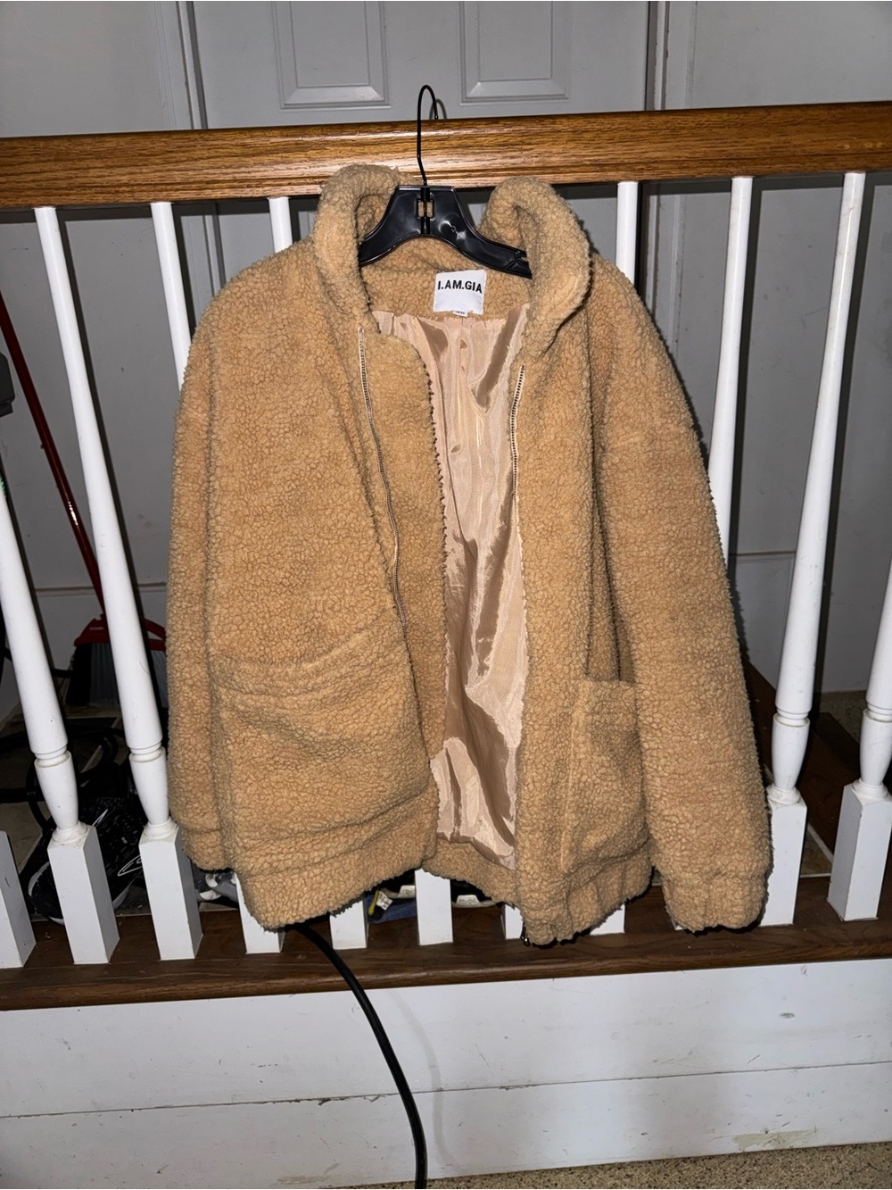 I.AM.GIA Oversized Teddy Sherpa Jacket in Camel